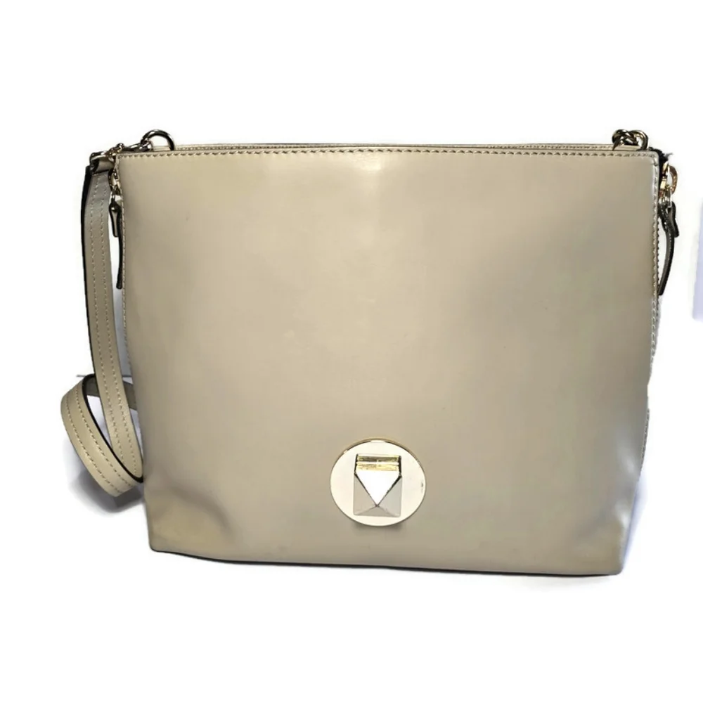 Kate Spade Varick Street Abbie Satchel Shoulder Bag Taupe/Black Convertible